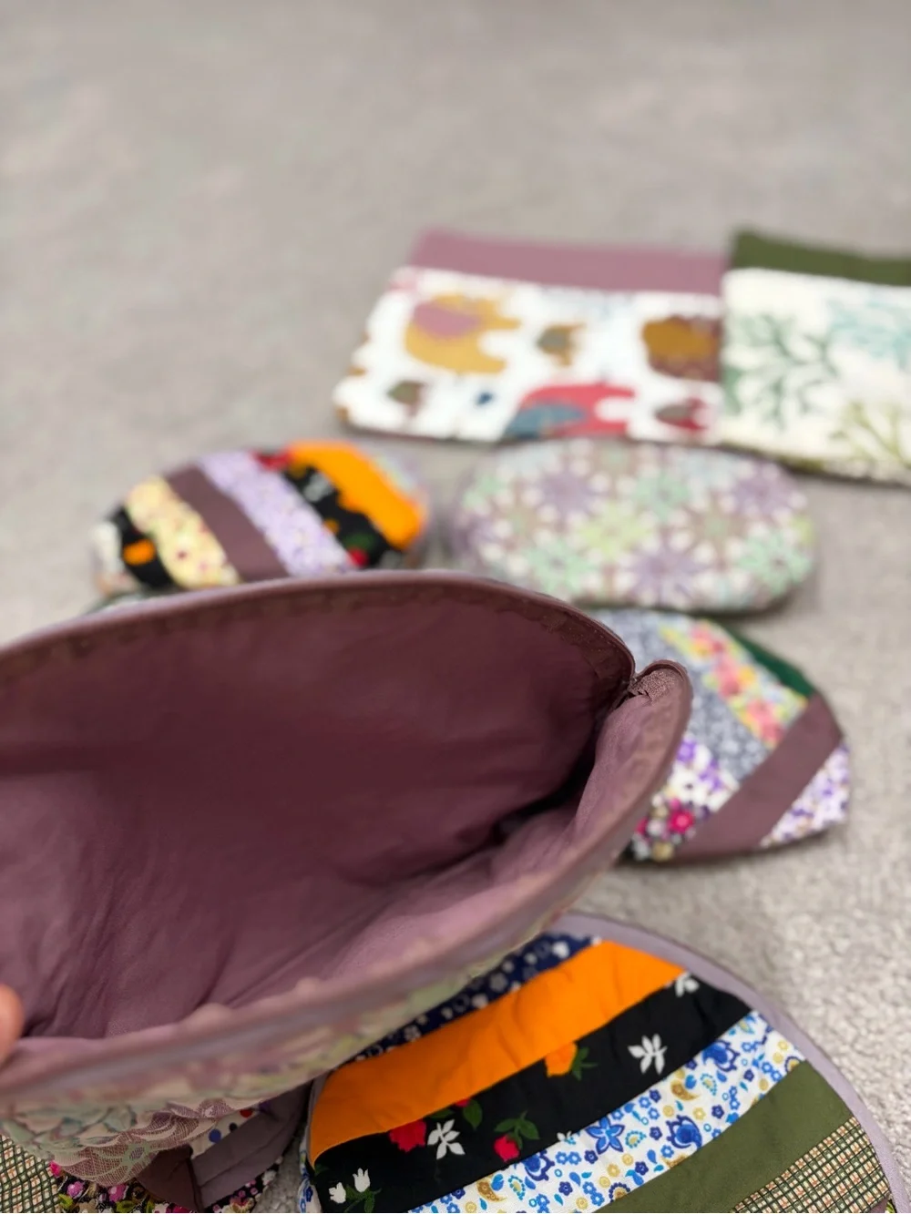 Handmade cosmetics bags made by my mother